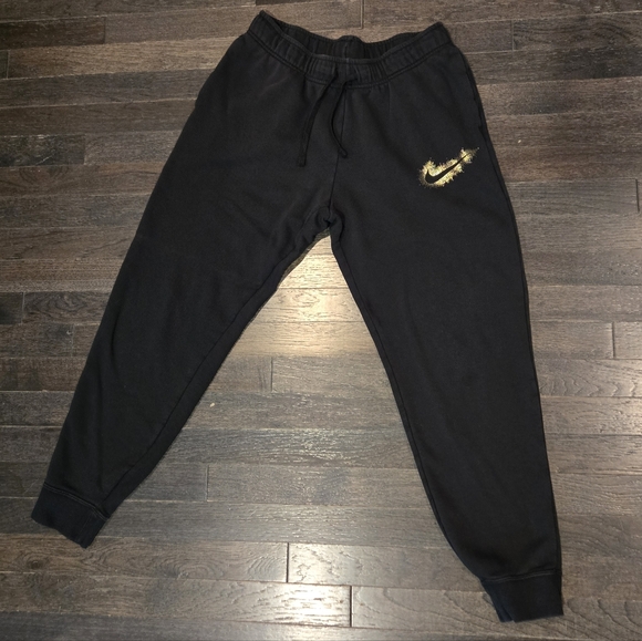 Nike Pants - Nike Jogger Sweatpants - Black w/ Gold Logo - SZ Medium